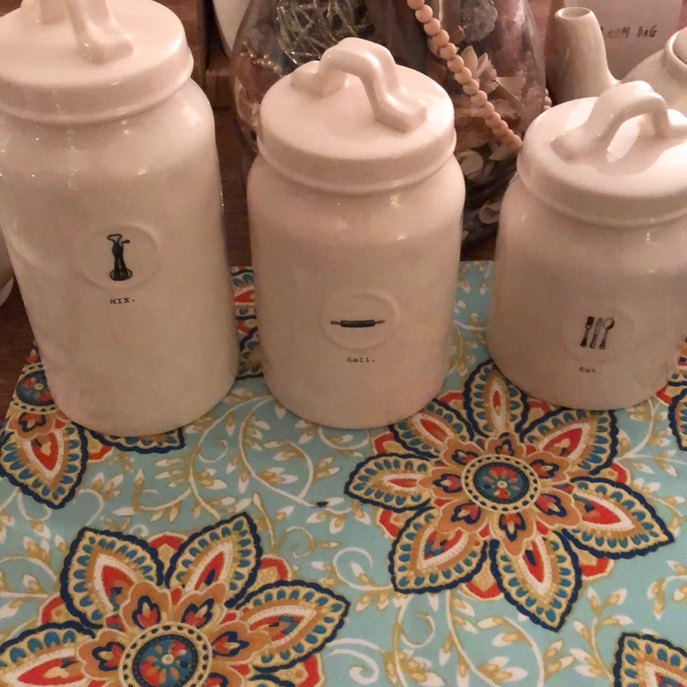 Rae Dunn-Mix-Roll-Eat containers